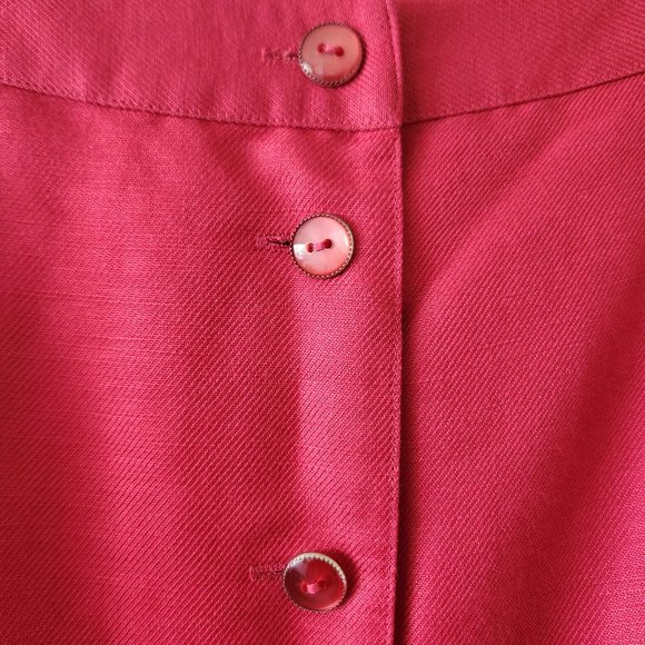 Liz Claiborne Emma James Barbie Pink Linen Blend Button Down Midi Skirt Size 14 - Picture 4 of 11